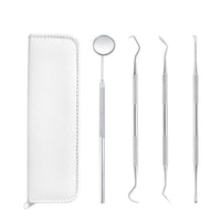 HKM-272787 5-Piece Professional Dental Tools Set with Leather Bag - Teeth Cleaning and Care Instruments
