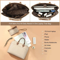 HKM-272851 Waterproof Canvas Business Bag Set for Women – 15.6in Briefcase and Large Tote Crossbody Laptop Handbag