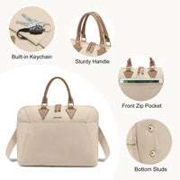HKM-272851 Waterproof Canvas Business Bag Set for Women – 15.6in Briefcase and Large Tote Crossbody Laptop Handbag
