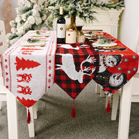 HKM-272915 Electric Embroidered Knitted Cloth Table Runner - Snowman, Small Tree & Elk Designs