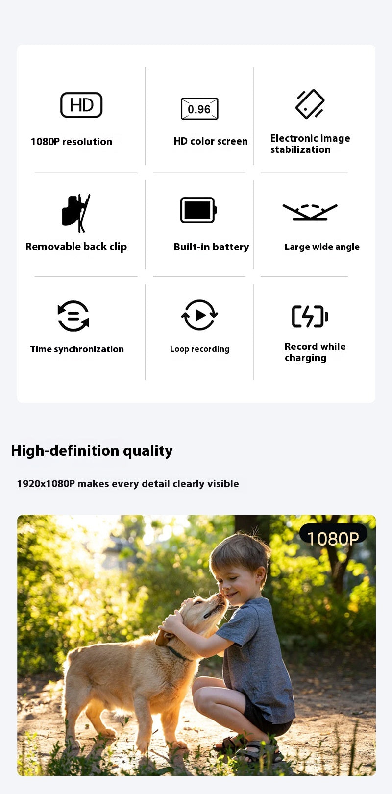 HKM-2729789 Mini HD Pet Thumb Camera with Magnetic Design, 1080P Video Recording, and Photo Capture
