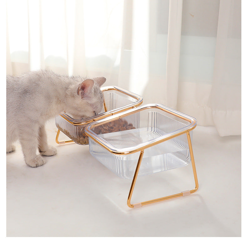 HKM-2730685 Elevated Transparent Cat Bowl with Neck Guard - Single and Double Options Available