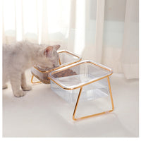 HKM-2730685 Elevated Transparent Cat Bowl with Neck Guard - Single and Double Options Available