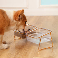 HKM-2730685 Elevated Transparent Cat Bowl with Neck Guard - Single and Double Options Available