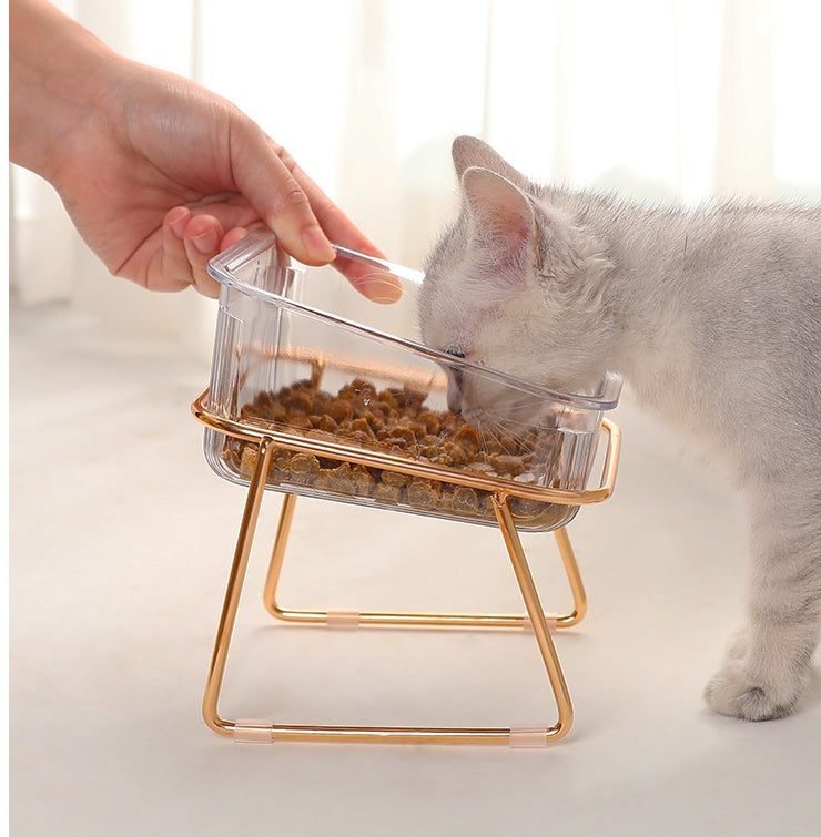HKM-2730685 Elevated Transparent Cat Bowl with Neck Guard - Single and Double Options Available