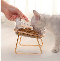 HKM-2730685 Elevated Transparent Cat Bowl with Neck Guard - Single and Double Options Available