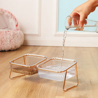 HKM-2730685 Elevated Transparent Cat Bowl with Neck Guard - Single and Double Options Available