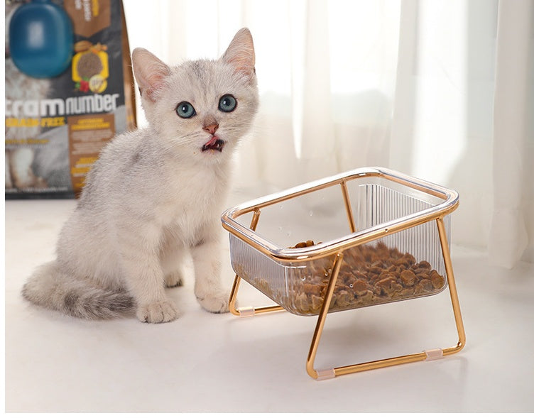 HKM-2730685 Elevated Transparent Cat Bowl with Neck Guard - Single and Double Options Available