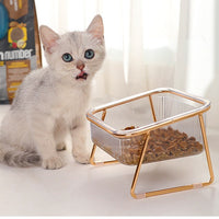 HKM-2730685 Elevated Transparent Cat Bowl with Neck Guard - Single and Double Options Available