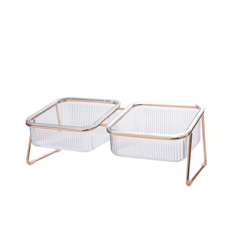 HKM-2730685 Elevated Transparent Cat Bowl with Neck Guard - Single and Double Options Available