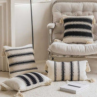 HKM-273107 Misty Forest Big Spike Square and Waist Pillow Collection in Black and Off-White