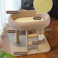 HKM-2731965 Small Inclined Cat Nest with Hemp Rope Scratching Post and Chamfer Design