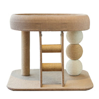 HKM-2731965 Small Inclined Cat Nest with Hemp Rope Scratching Post and Chamfer Design