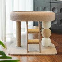 HKM-2731965 Small Inclined Cat Nest with Hemp Rope Scratching Post and Chamfer Design