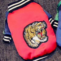 HKM-273299 Cotton Casual Pet Clothes with Tiger Head Design, Available in Blue and Red