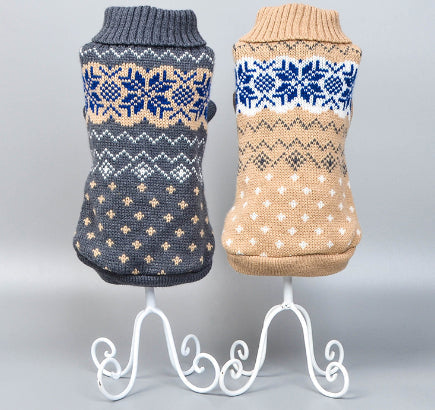 HKM-2734269 Cute Minimalist Pet Dog Sweater in Beige and Gray - Comfortable Wool Fabric for All Sizes