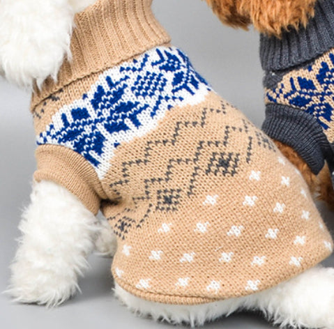 HKM-2734269 Cute Minimalist Pet Dog Sweater in Beige and Gray - Comfortable Wool Fabric for All Sizes