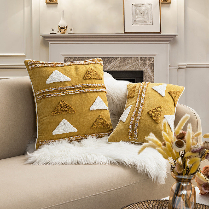 HKM-273427 Geometric Tufted Loop Pillowcase for Living Room and Bedroom - Soft Velvet Cushion 45x45cm or 30x50cm