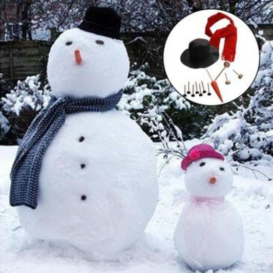HKM-273427 Snowman Decoration Making Kit with Scarf, Hat, Carrot Nose, and Accessories for Winter Fun