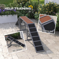 HKM-2734653 Gray Dog Agility Ramp with Safety Bar and Non-Slip Surface for Training, Supports Dogs up to 88 lbs