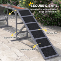 HKM-2734653 Gray Dog Agility Ramp with Safety Bar and Non-Slip Surface for Training, Supports Dogs up to 88 lbs