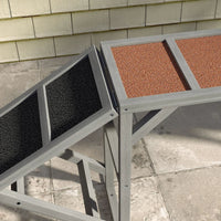 HKM-2734653 Gray Dog Agility Ramp with Safety Bar and Non-Slip Surface for Training, Supports Dogs up to 88 lbs