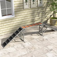 HKM-2734653 Gray Dog Agility Ramp with Safety Bar and Non-Slip Surface for Training, Supports Dogs up to 88 lbs