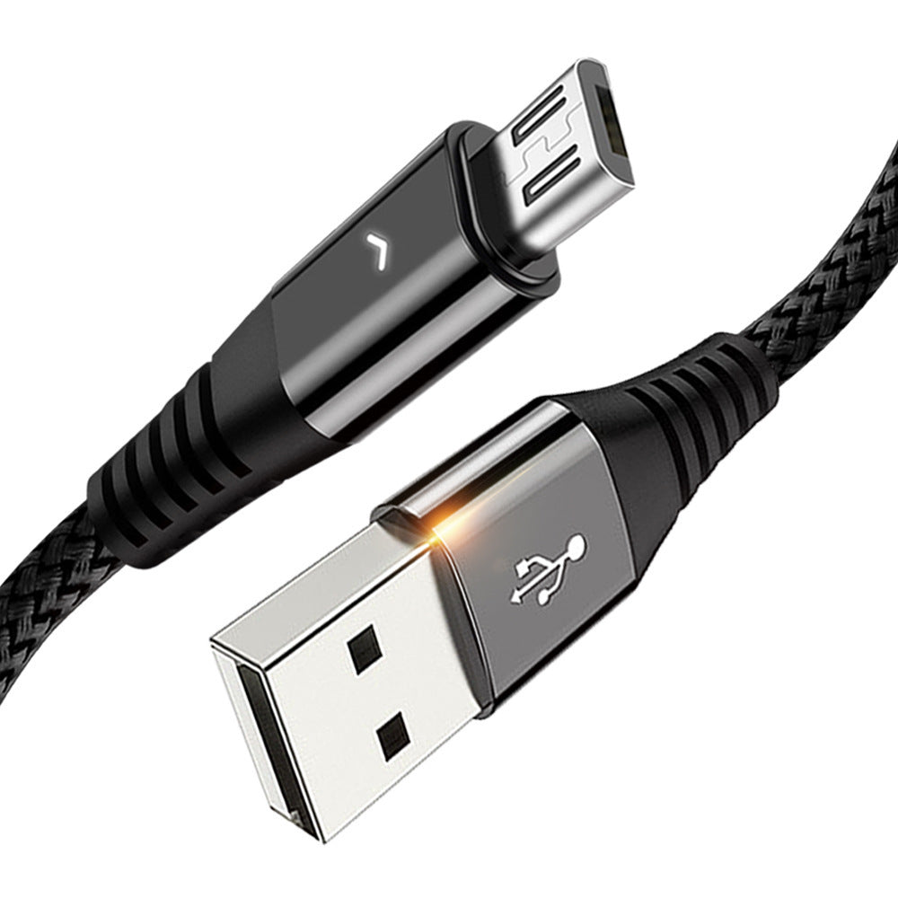 HKM-273491 Durable Nylon Braided Fast Charging Data Cable for Apple, Android, and Type-C Devices - 30 cm Length
