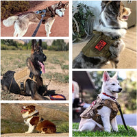 HKM-2735549 Tactical Camouflage Dog Harness and 1000D Nylon Leash Set for Training and Walking