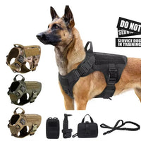 HKM-2735549 Tactical Camouflage Dog Harness and 1000D Nylon Leash Set for Training and Walking