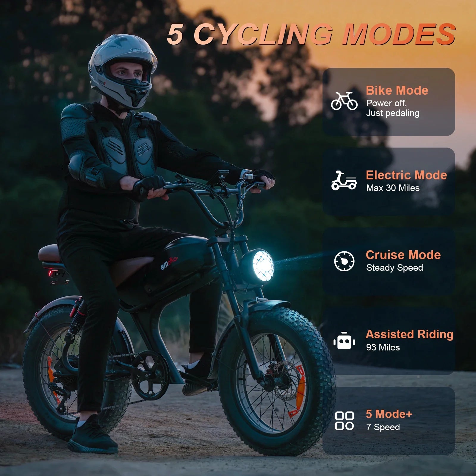 HKM-273619 20" Electric Fat Tire City Bike with 48V 20AH Battery, 7-Speed Gear System, and Hydraulic Disc Brakes