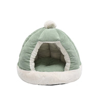HKM-2736317 Half Enclosed Pet Bed for Dogs and Cats in Green and Gray - Available in Small and Large Sizes