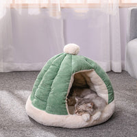 HKM-2736317 Half Enclosed Pet Bed for Dogs and Cats in Green and Gray - Available in Small and Large Sizes