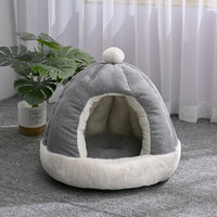HKM-2736317 Half Enclosed Pet Bed for Dogs and Cats in Green and Gray - Available in Small and Large Sizes