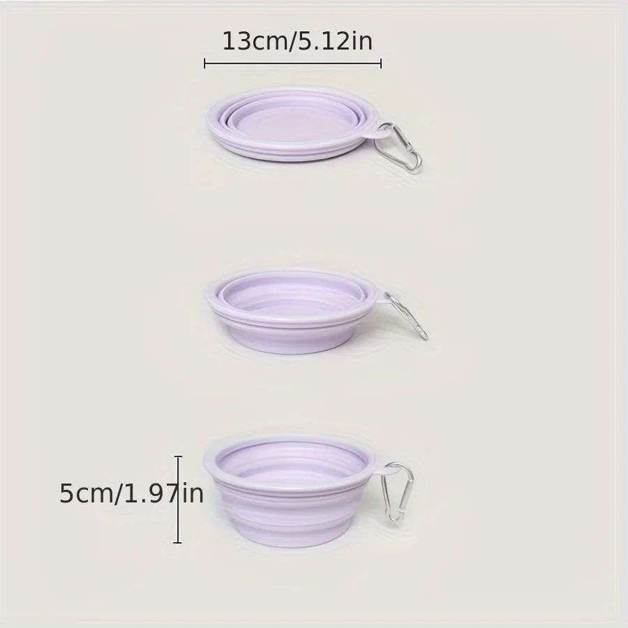 HKM-2736445 Portable Macaron Color Silicone Folding Pet Bowl for Food and Water ¨C Lightweight Travel Feeding Container