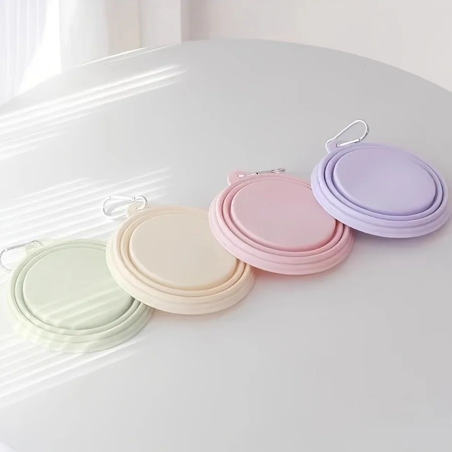 HKM-2736445 Portable Macaron Color Silicone Folding Pet Bowl for Food and Water ¨C Lightweight Travel Feeding Container