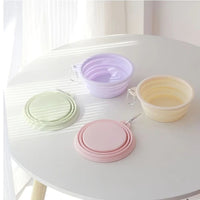 HKM-2736445 Portable Macaron Color Silicone Folding Pet Bowl for Food and Water ¨C Lightweight Travel Feeding Container