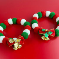 HKM-2738237 Festive Plush Ball Christmas Collar for Dogs and Cats with Soft Elasticity and Bow