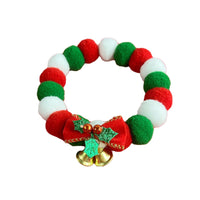 HKM-2738237 Festive Plush Ball Christmas Collar for Dogs and Cats with Soft Elasticity and Bow