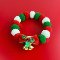 HKM-2738237 Festive Plush Ball Christmas Collar for Dogs and Cats with Soft Elasticity and Bow