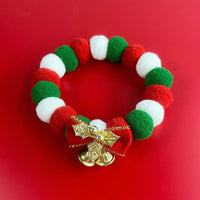HKM-2738237 Festive Plush Ball Christmas Collar for Dogs and Cats with Soft Elasticity and Bow