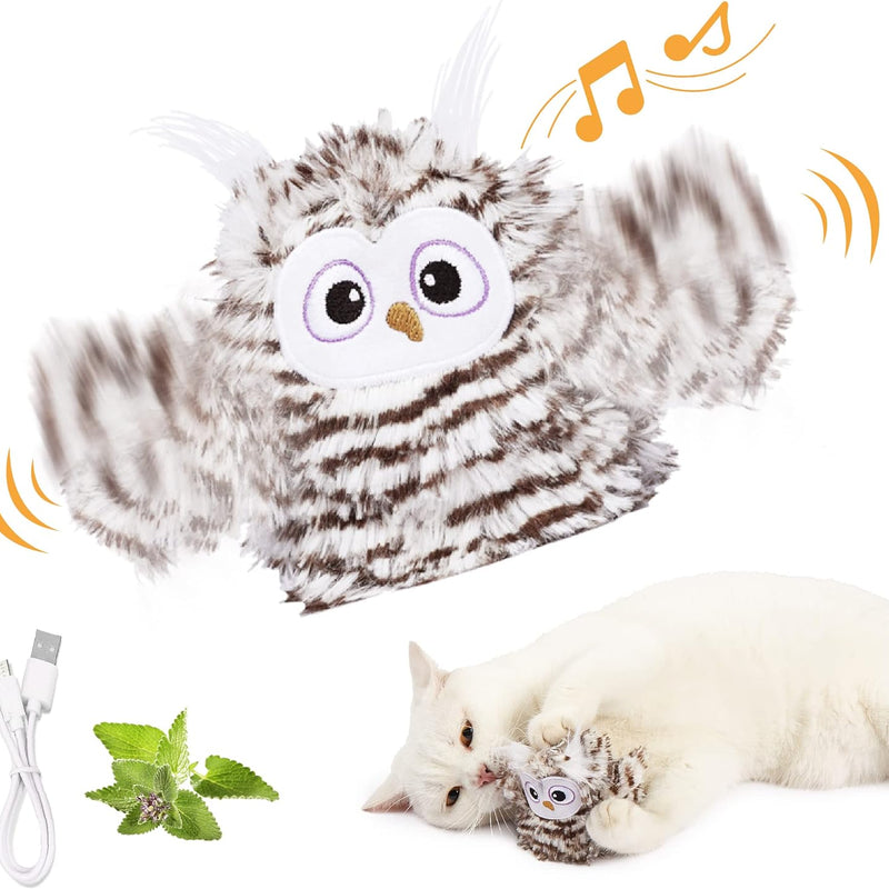 HKM-2739517 Interactive Rechargeable Automatic Owl Cat Toy with Catnip - Flapping Wings, Three Modes for Engaging Play
