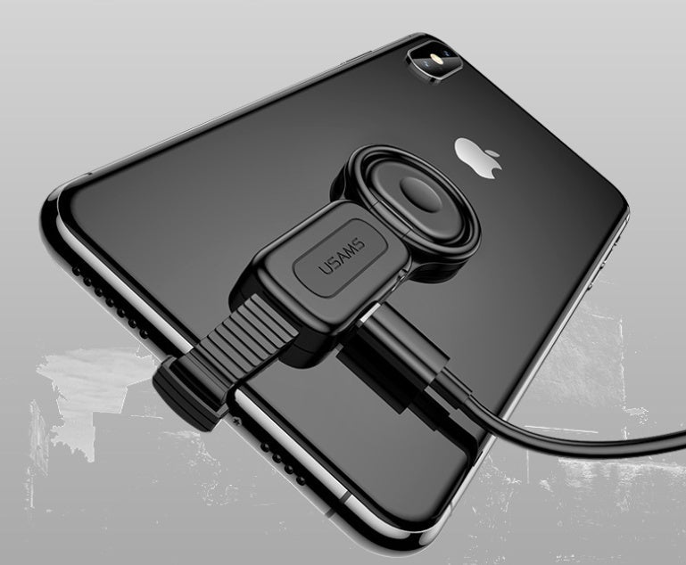 HKM-274003 Dual Lightning to 3.5mm Audio Adapter with Bracket Ring Connector