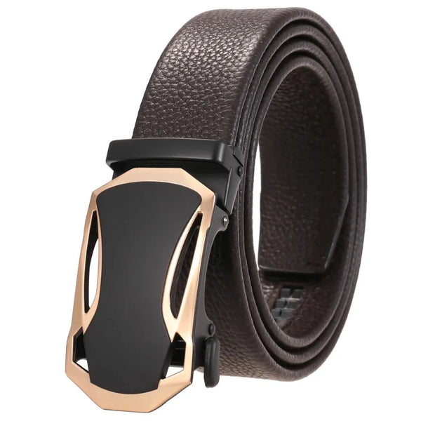 HKM-274003 Men's Automatic Ratchet Belt - Custom Fit Fashion Accessory with Adjustable Sizing