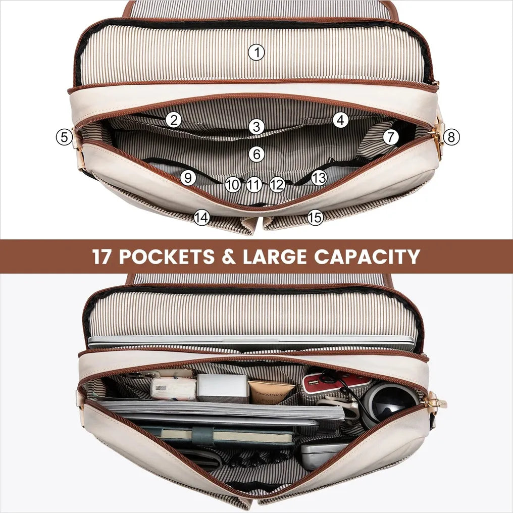HKM-274003 Waterproof Large Office Tote Bag for Women – Stylish PU Briefcase for Laptops and Daily Business Use