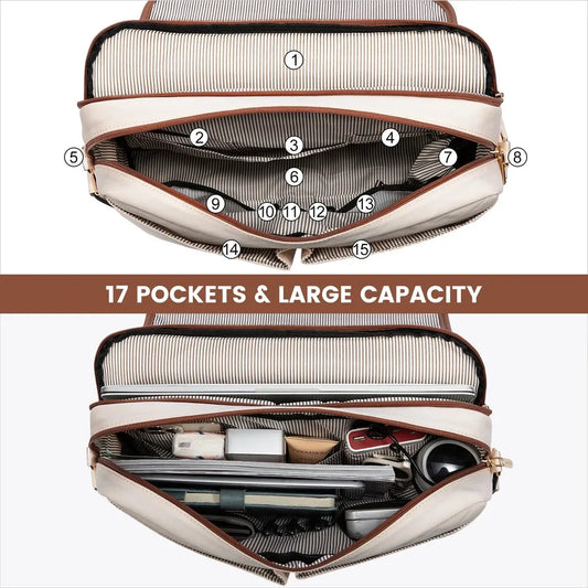 HKM-274003 Waterproof Large Office Tote Bag for Women – Stylish PU Briefcase for Laptops and Daily Business Use