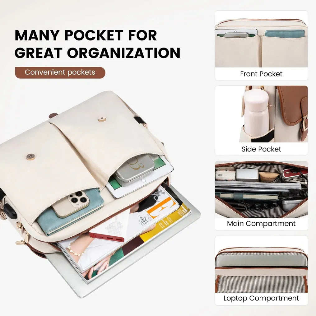 HKM-274003 Waterproof Large Office Tote Bag for Women – Stylish PU Briefcase for Laptops and Daily Business Use