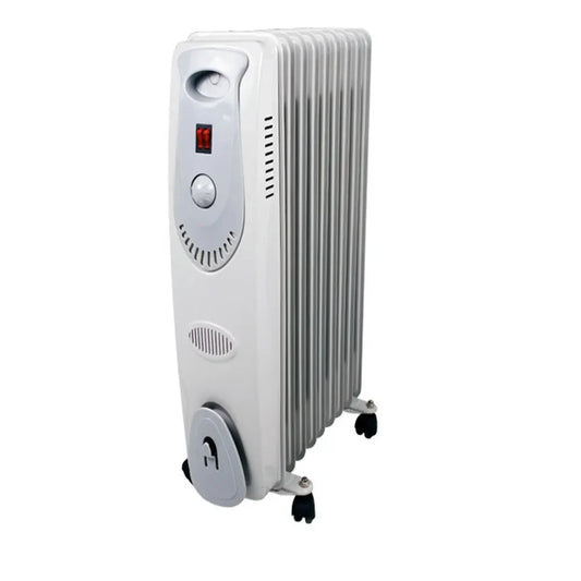 HKM-274067 Freestanding 13-Fin Electric Oil Filled Radiator Heater with Adjustable Thermostat and Remote Control, 1000W/2000W/3000W