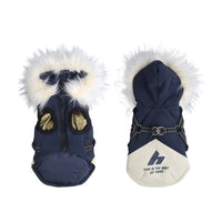 HKM-2740797 Sapphire Blue Velvet Cold Protection Shell Jacket for Dogs, Sizes S-3XL
