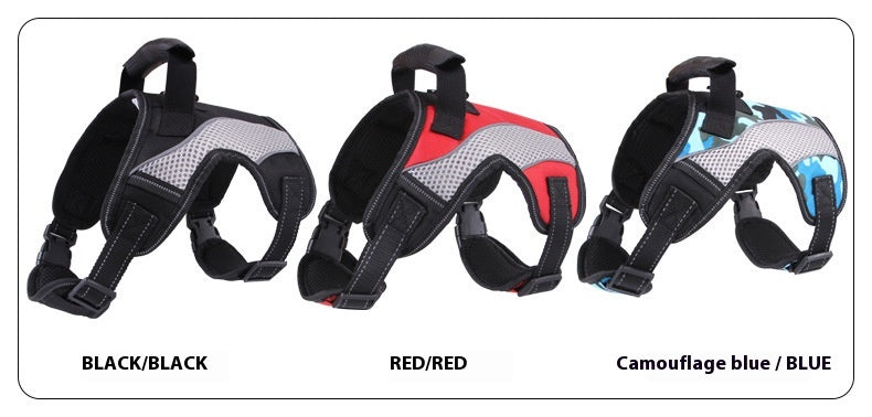 HKM-2741309 Breathable Anti-Pulling Pet Harness for Medium to Large Dogs - Red, Black, Camouflage Blue